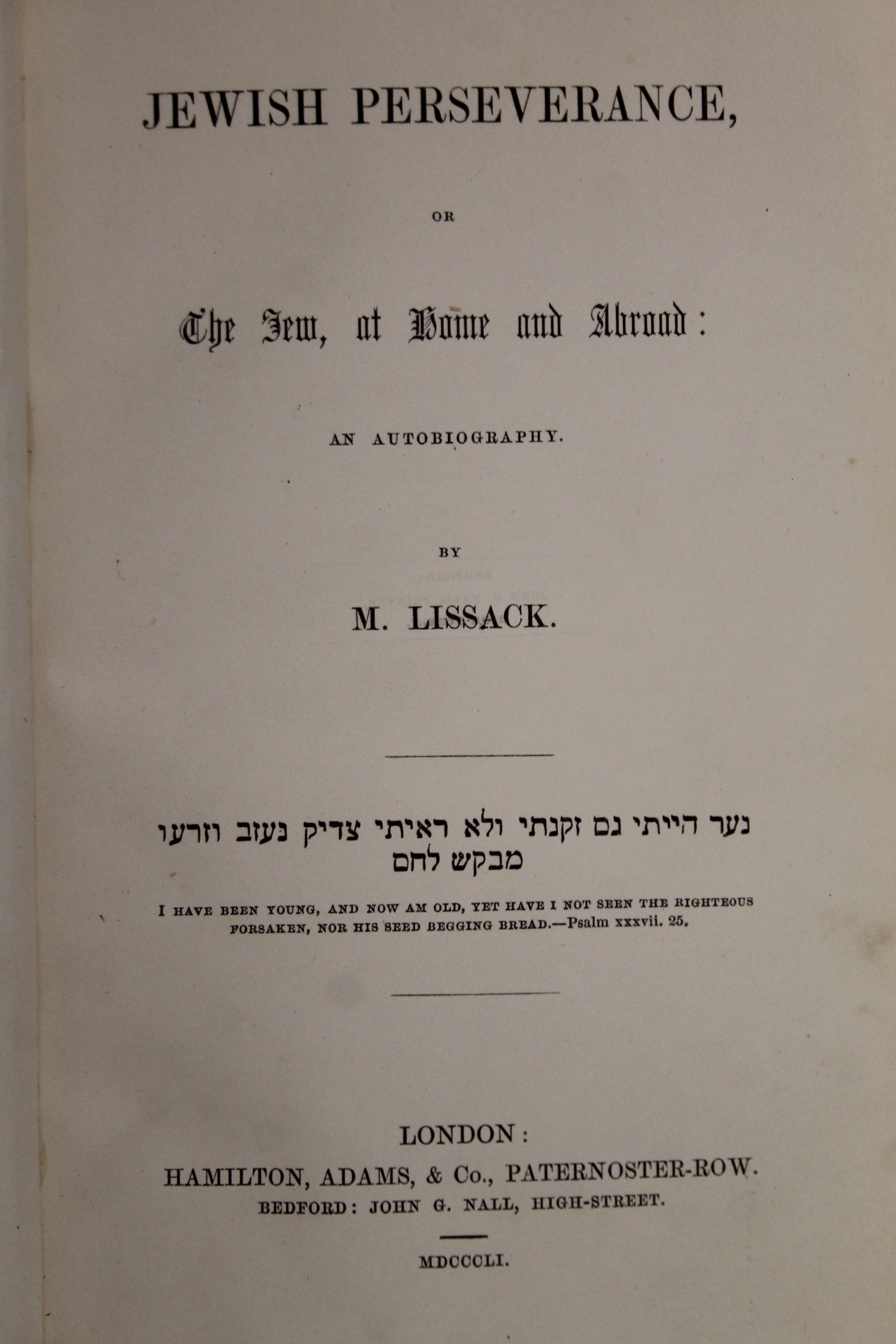 Lissack (M), Jewish Perseverance or the Jew at Home and Abroad, full black morocco, - Bild 5 aus 74