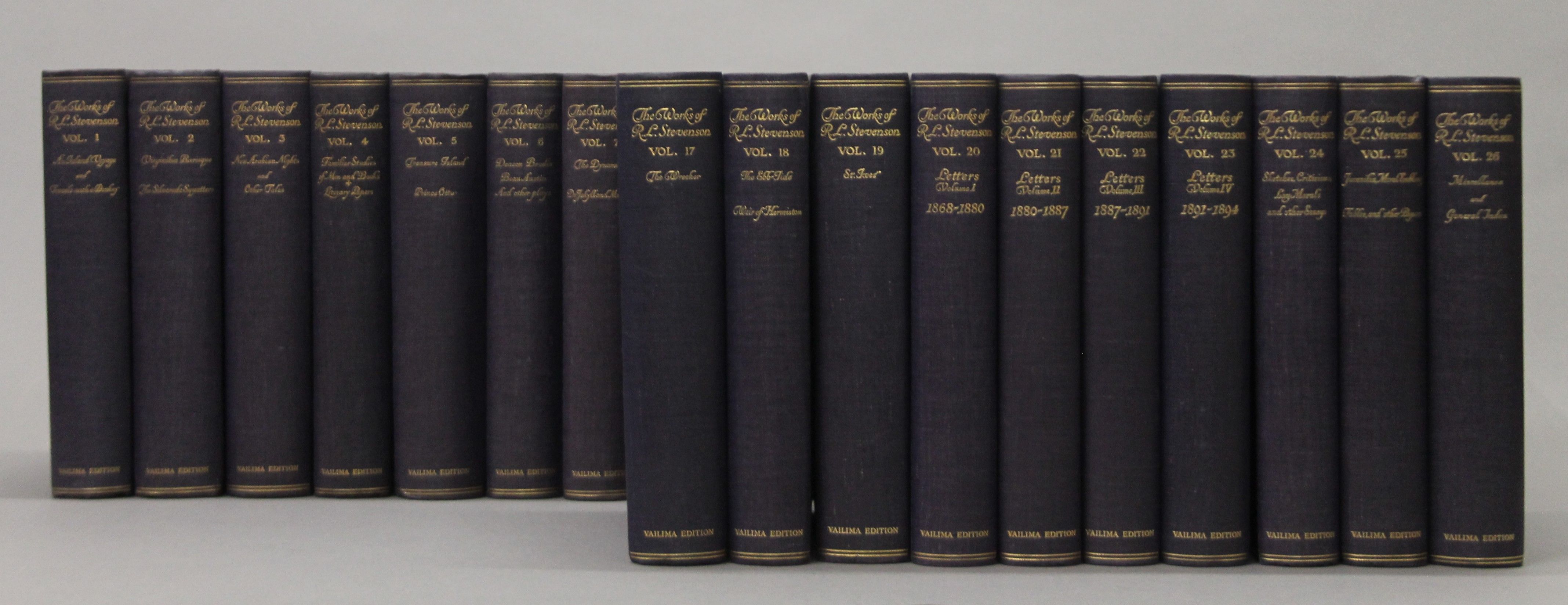 Stevenson (Robert Louis), Works, 26 volumes, Valima edition, limited to 1060 numbered sets,