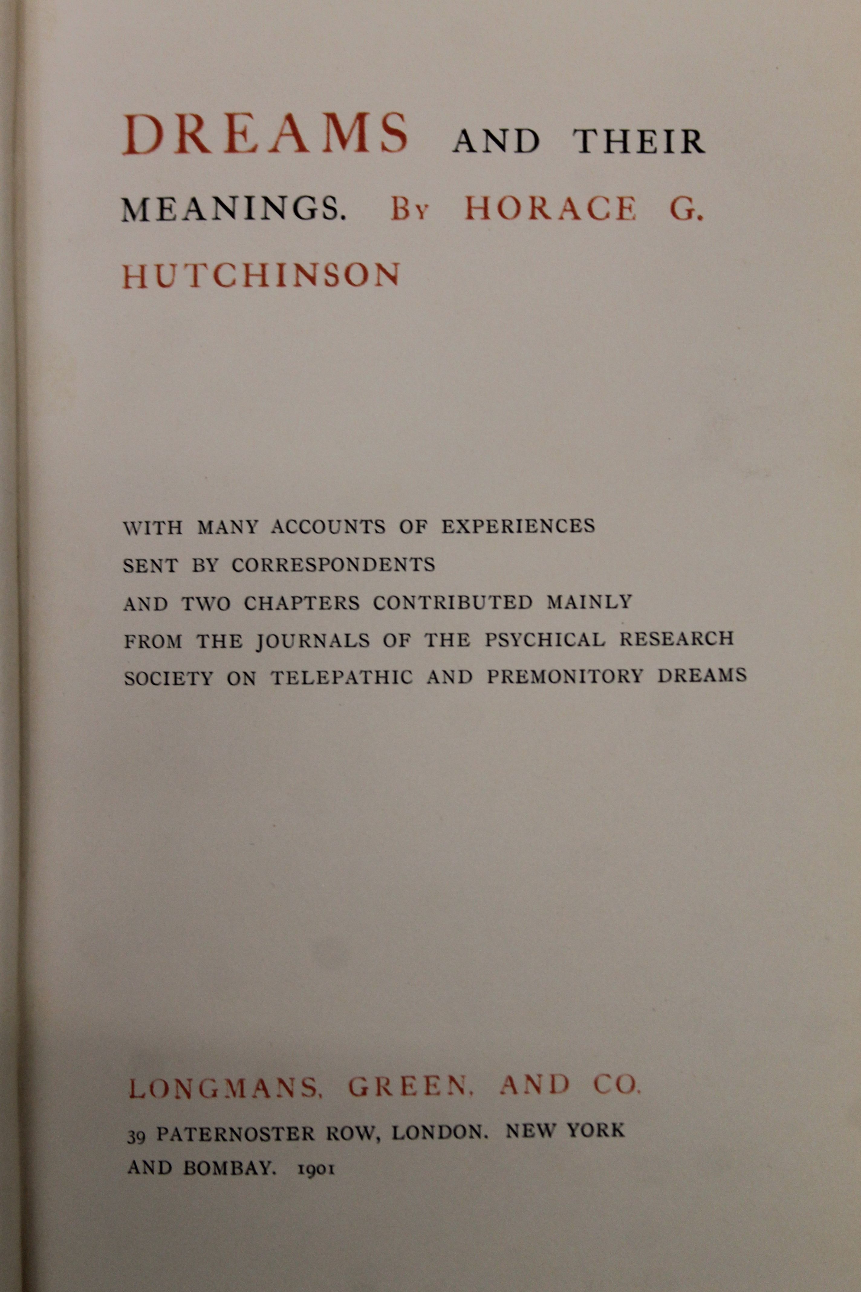 Hutchinson (Horace), Dreams and Their Meanings, 1901; together with Pelham, The Chronicles of Crime, - Image 5 of 63