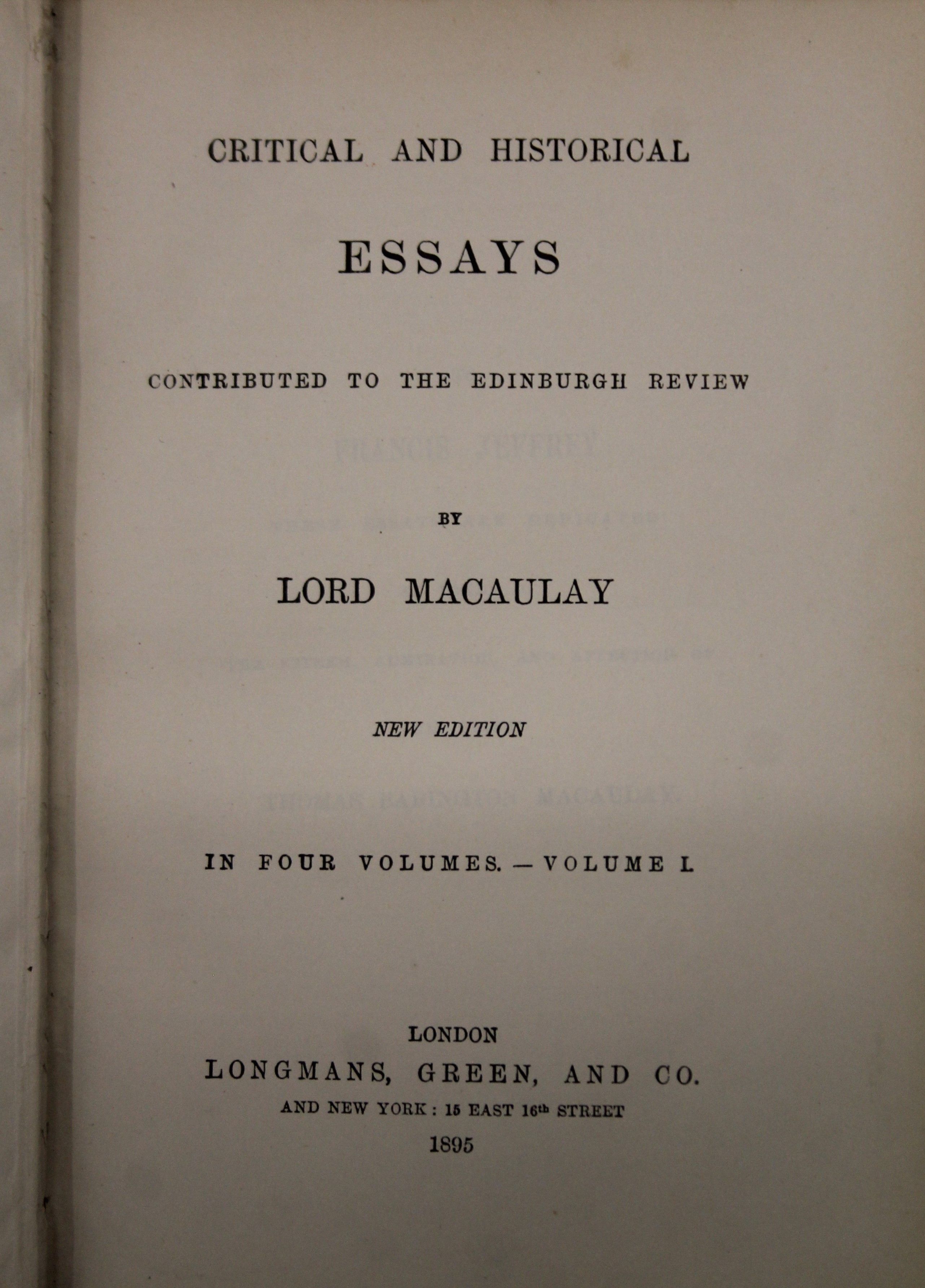 Macaulay (Lord), Works: History of England, Essays, Miscellaneous 16 vols, - Image 9 of 11