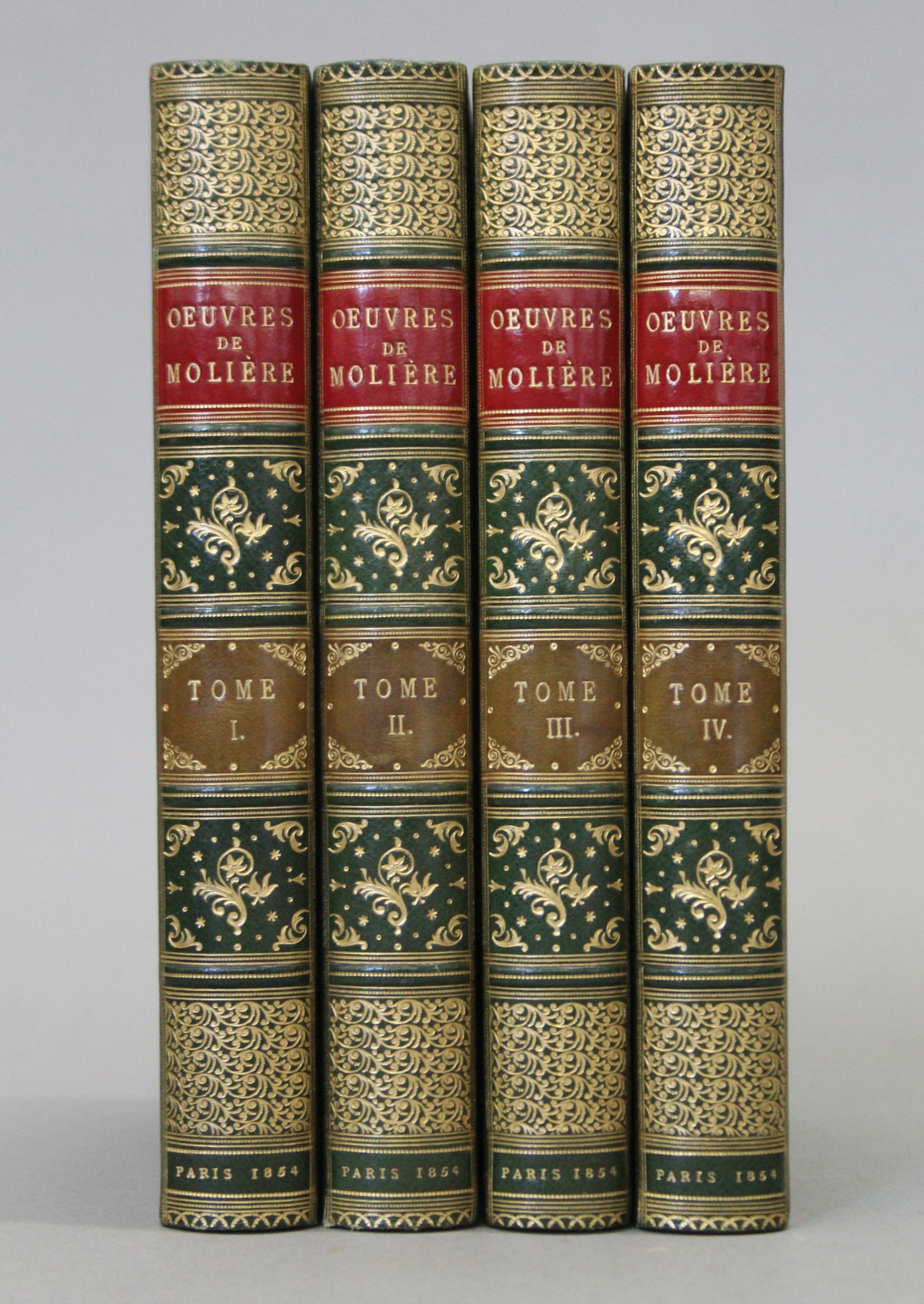 Moliere, Oeuvres Completes de Moliere, 4 vols, finely bound in full green morocco, - Bild 3 aus 56