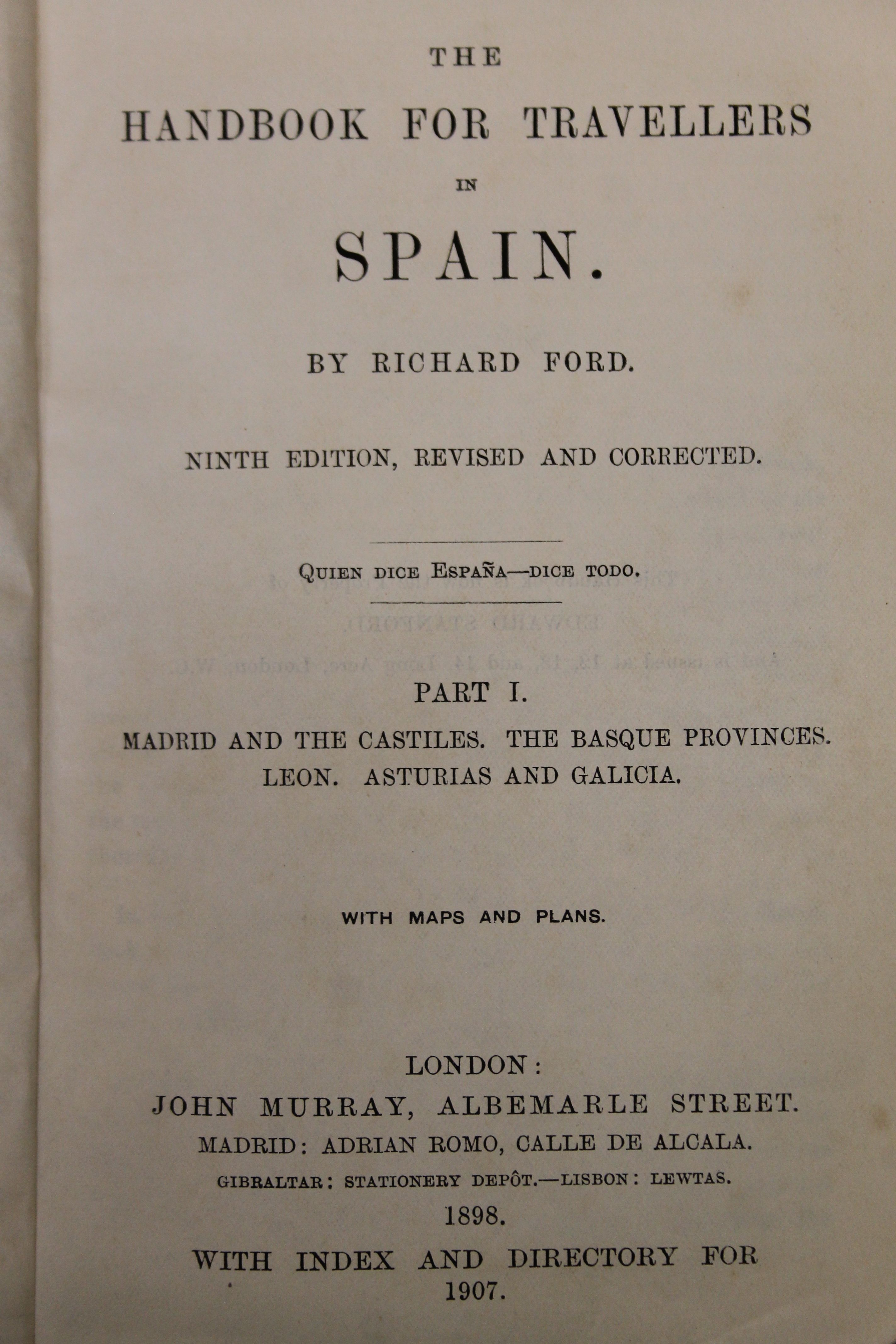 Ford (Richard), Murray's Handbook of Spain, 2 vols, 9th edition, - Bild 8 aus 71