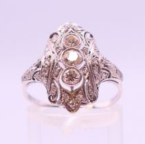 A period Art Deco platinum and diamond ring,