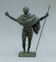 BRILLIANT, FREDDA (1903-1999) Polish (AR), Mahatma Ghandi, bronze, signed 'F Brilliant' to verso.