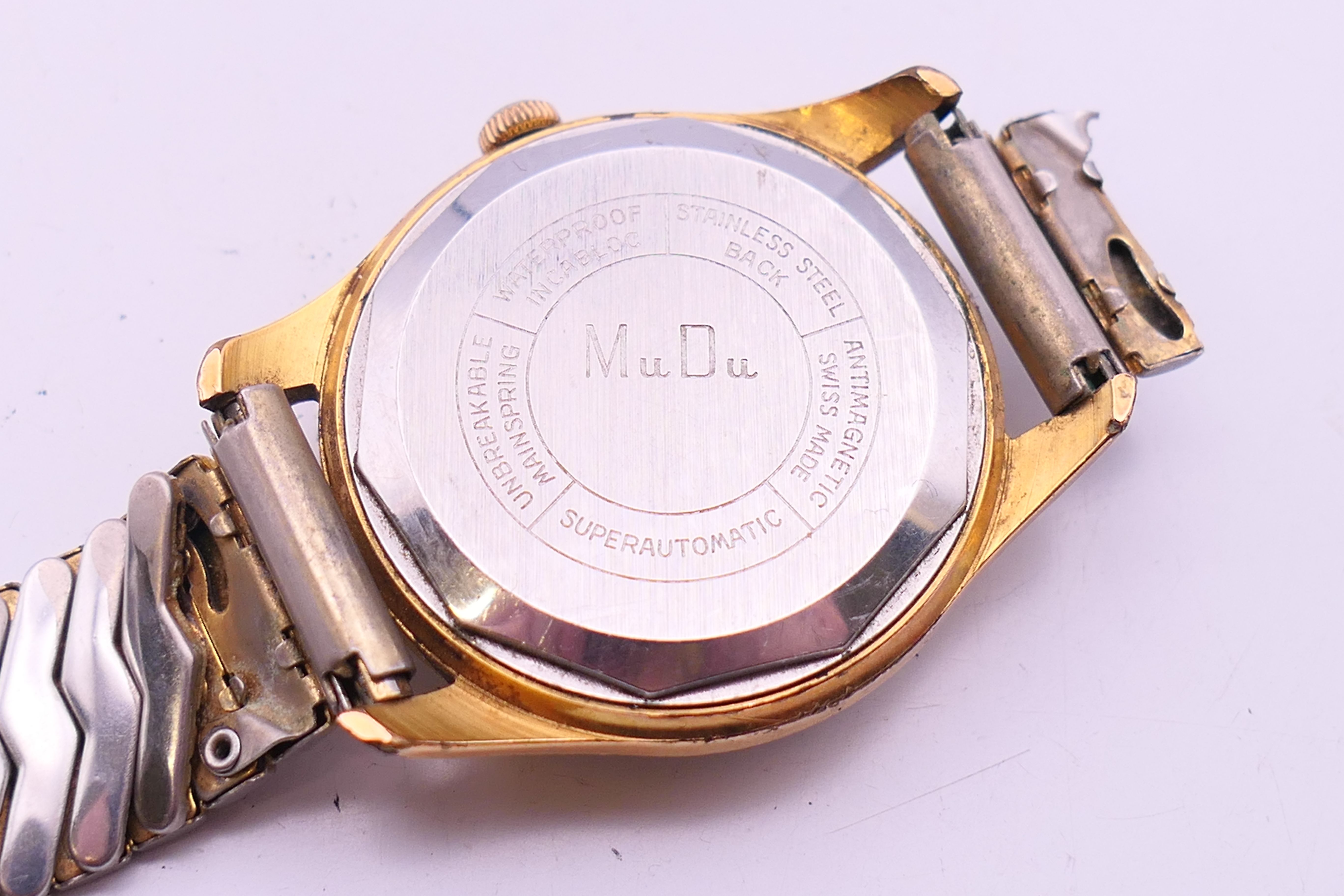 A MuDu gentleman's wristwatch. 3.5 cm wide. - Image 6 of 7