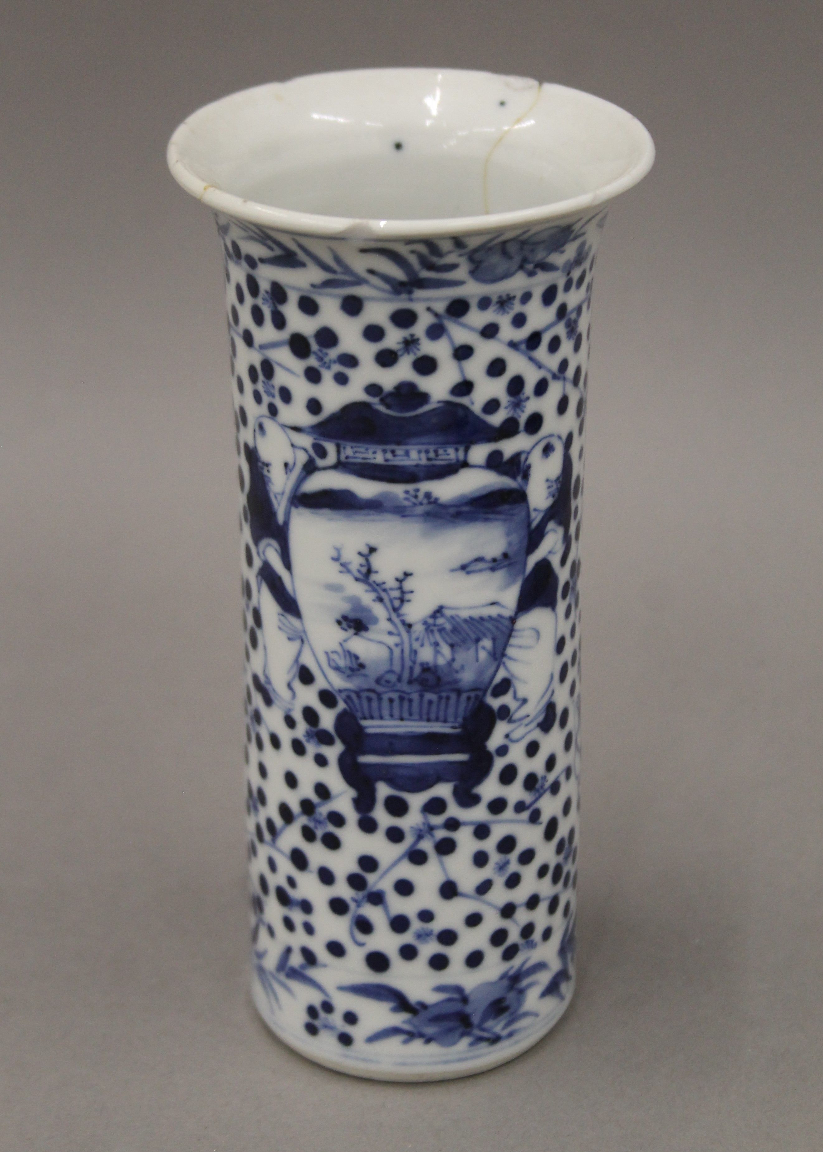A 19th century Chinese porcelain blue and white prunus vase, two ginger jars and a sleeve vase. - Image 2 of 13
