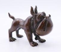A bronze model of a bulldog. 8.5 cm long.