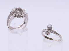 An 18 K white gold and diamond ring (ring size P/Q and 3.