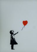THE WEST COUNTRY PRINCE (Contemporary) British (AR), Girl With Balloon, a print on card,