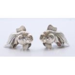 A pair of silver cruets in the form of goldfish, various silver marks. Each 6.