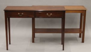 A reproduction two-drawer side table and another reproduction side table. The former 106 cm wide.