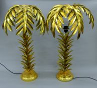 A pair of palm tree lamps. 75 cm high.