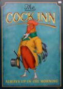 A tin The Cock Inn sign. 50 x 70 cm.