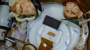 A collection of miscellaneous items, to include Royal Doulton character jugs, Meissen porcelain,