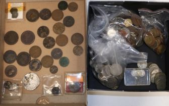 Collection of coins, incl. three Netherlands Akerendam shipwreck 1700s silver coins, Spanish