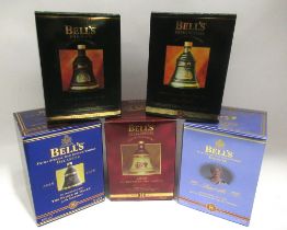 Five Bell's Scotch Whisky ceramic decanters, 70cl, sealed and boxed (5)