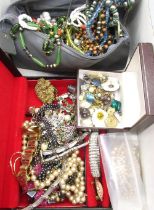 Collection of vintage and modern costume jewellery including bracelets, brooches, necklaces etc.