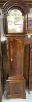 Smallcombe England 1981 Princess of Wales longcase clock, arched top mahogany case with signed brass