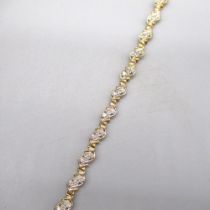 9ct yellow gold bracelet set with brilliant cut diamonds, with box closure, stamped 9kt, L19cm, 8.6g