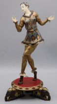 After Hans Keck (German 1875-1942); 'Indian Dancer' cast bronze cold painted in colours, impressed