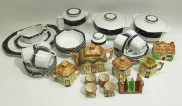 Beswick Cottage preserve pot no. 244, similar Price Bros cottage ware toast rack, three piece