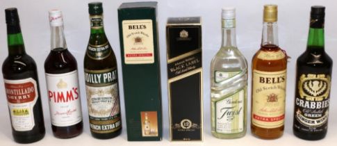 Collection of whisky, spirits and fortified wines, incl. Johnnie Walker Black Label 75cl, two