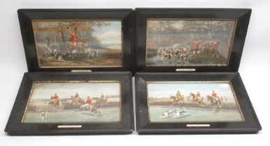 After E.A.S Douglas; Set of four Hunting prints, 'A View Halloo, The First Flight, At High Pressure,