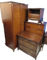 Stag Minstrel bedroom suite comprising; wardrobe W96cm, tallboy chest of drawers, low chest of