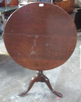 Geo.111 oak tripod table, circular tilt top on slender column support, D82cm H70cm