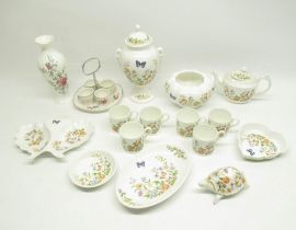 Collection of Aynsley Cottage Garden table ware inc. coffee cups, tea pot, Tortoise, butterfly tray,