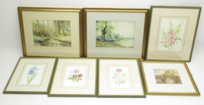 Collection of watercolours inc. Fred W. Graham (British C20th) 'The Bridge, four watercolours of