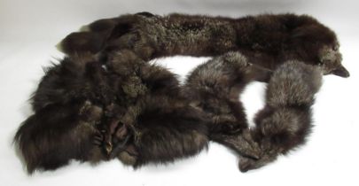 Vintage fur coat, two fur ties etc