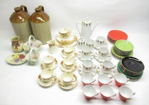Two stoneware flagons, Phoenix ware part tea set, Wabfzych Polish part tea set, c21st Noritake cups,