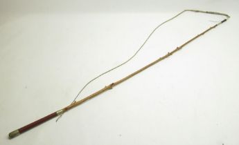 Swaine Driving whip, holly shaft with leather grip and makers stamped mount