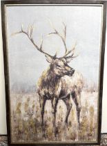 Stag at Bay, textured print, mixed media, 149cm x 98cm