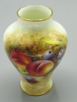 Royal Worcester baluster shaped vase painted with fruit by H. Henry, black printed marks and