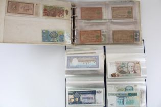 Selection of All World banknotes in three folders (qty)