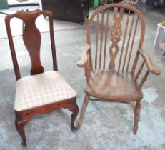 Geo.111 mahogany dining chair, vase shaped splat, drop in seat and shaped apron on C scroll carved