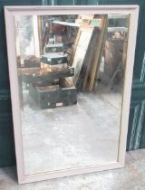 WITHDRAWN - Vintage rectangular wall mirror, bevelled plate in grey painted frame, 85cm x 54cm