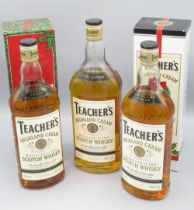 Teachers Highland Cream Scotch Whisky 1ltr boxed 75cl and 70cl 3btls