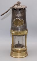 John Mills & Son of Newcastle-on-Tyne miner's safety lamp, H24cm