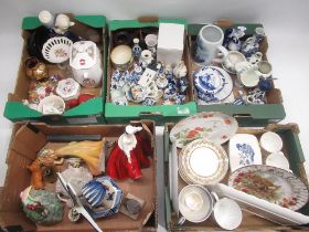 Collection of ceramics incl. novelty teapots, Old Country Roses wall clock, Royal Doulton figure '