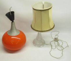Orange glass ceiling light and a glass lamp with shade (2)