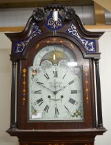 John Metcalf Liverpool - George 111 inlaid mahogany long case clock, signed arched painted 20in