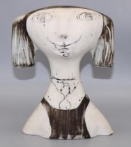Richard Parkinson Pottery bisque 'Haystack Hair' female bust, designed by Susan Parkinson, H18.
