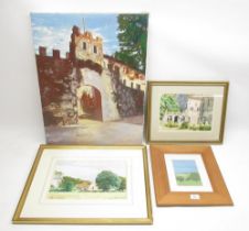 Kirkland (British C20th); 'Boxgrave & Ford W. Sussex' two watercolours, C20th gouache study of
