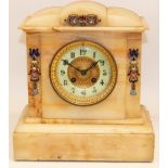 Japy Freres - Late C19th French cream marble mantle clock, arched top case with applied gilt and