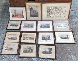 Collection of C18th and later prints, mainly Castles incl. Caerphilly and Cardiff etc, Churches