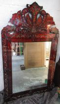 WITHDRAWN - Large Venetian style wall mirror, rectangular bevelled plate in coloured acrylic frame,