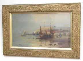 Miller (Early C20th); Continental fishing boats in harbours, pair of oils on board, signed, 24cm x
